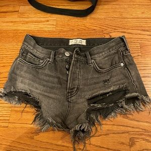 Free People Black Ripped Shorts